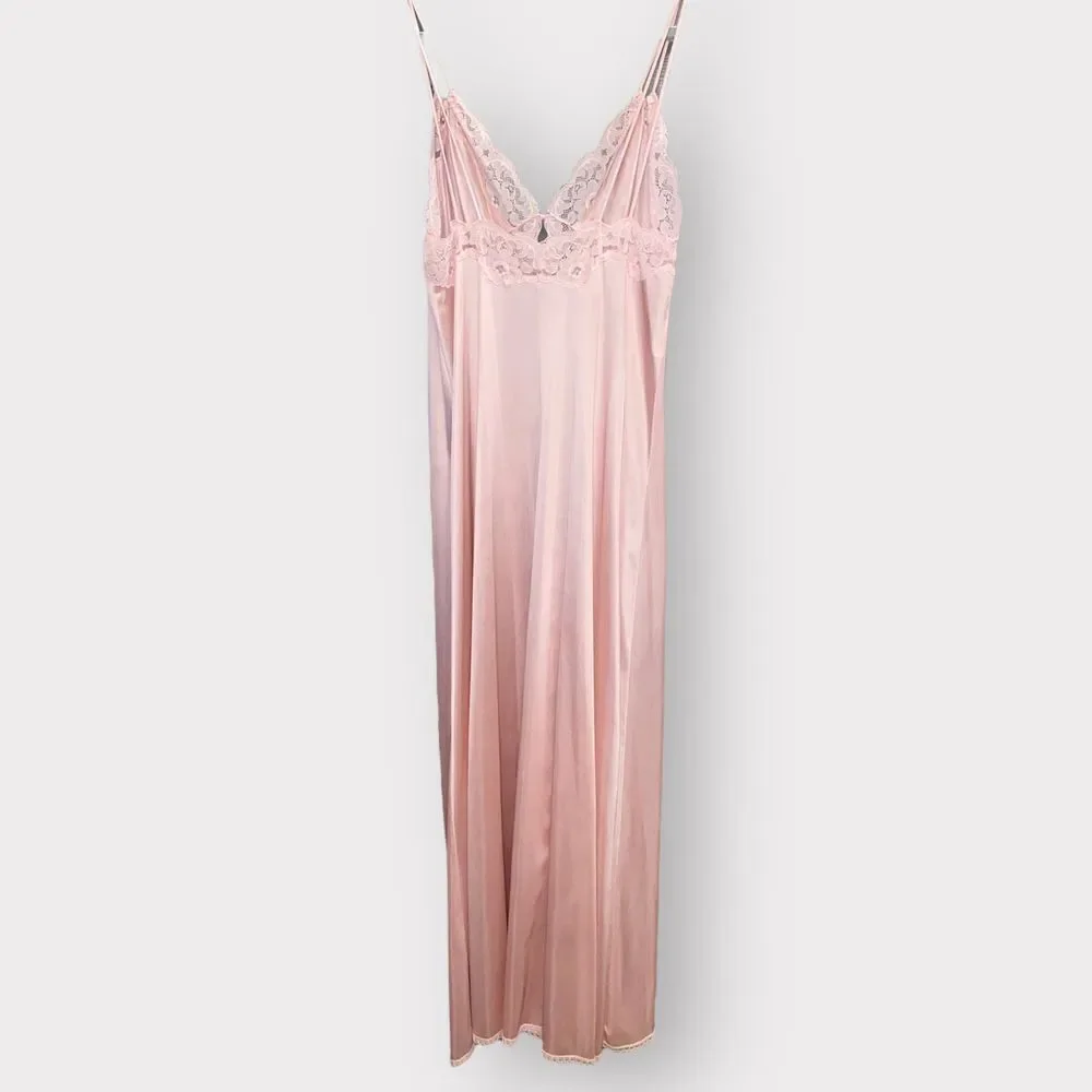 70’s Pastel Pink Lace Detailed Robe & Nightgown by Tom Bezduda for Barad Co. - Picture 11 of 13